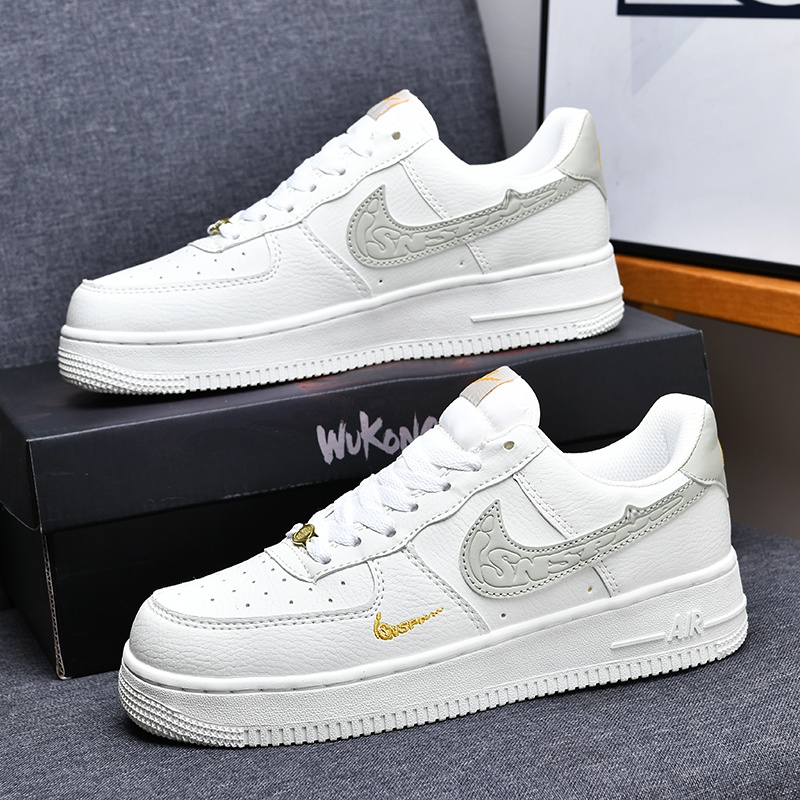 【头层牛皮】2024新款AF1空军一号白灰金男鞋学生休闲运动板鞋女款
