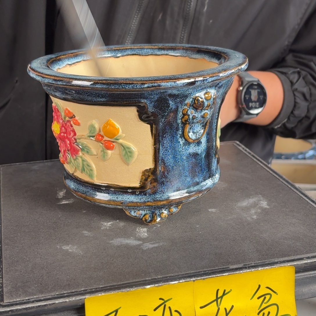 。一风堂石湾花盆 修胚痕迹 内16*11