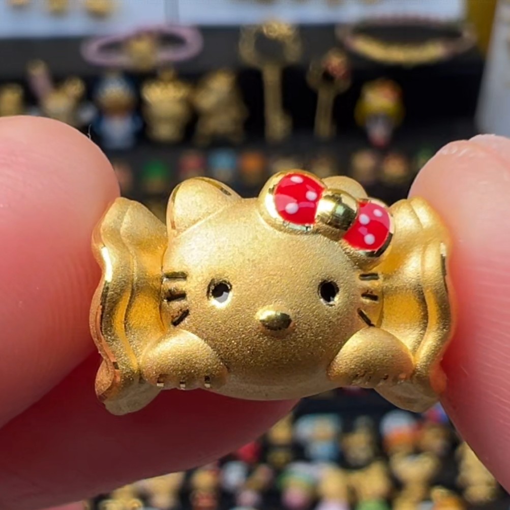 足金999黄金Hellokitty手编通孔转运珠全KT