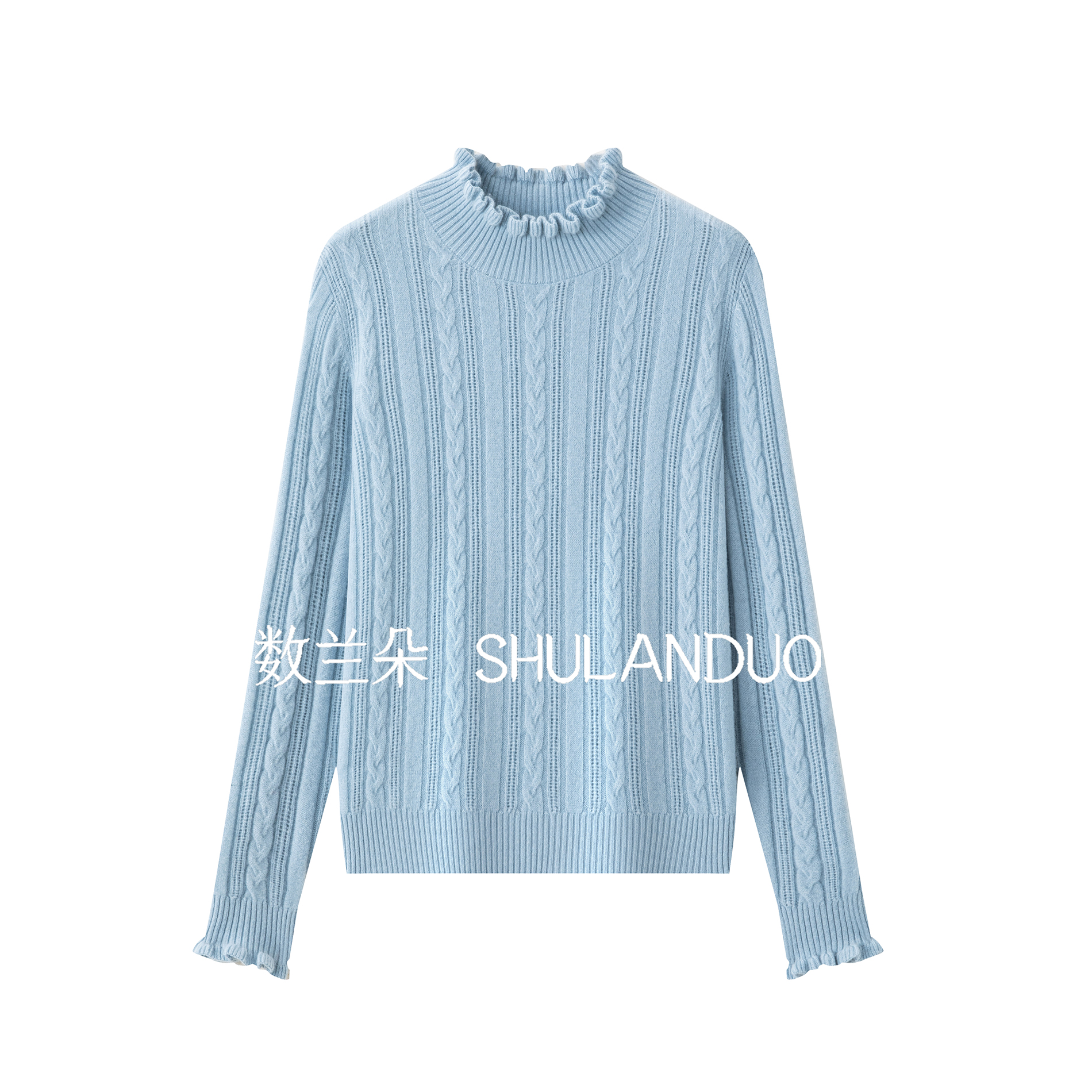 【100%山羊绒】数兰朵气质法式花边领羊绒衫 baby绒圆领套头羊绒女