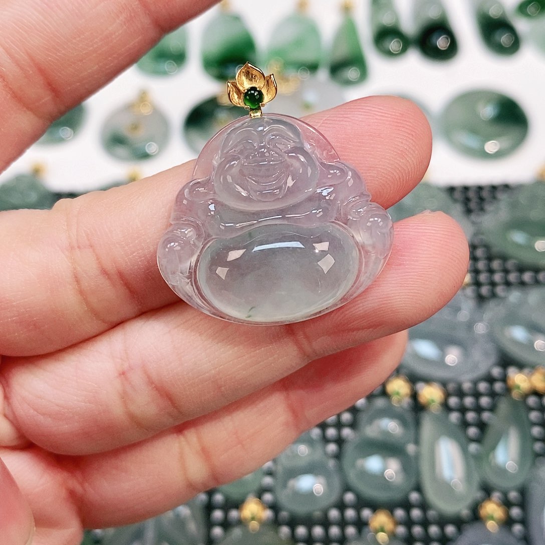 翡翠颈饰18K金镶嵌吊坠
