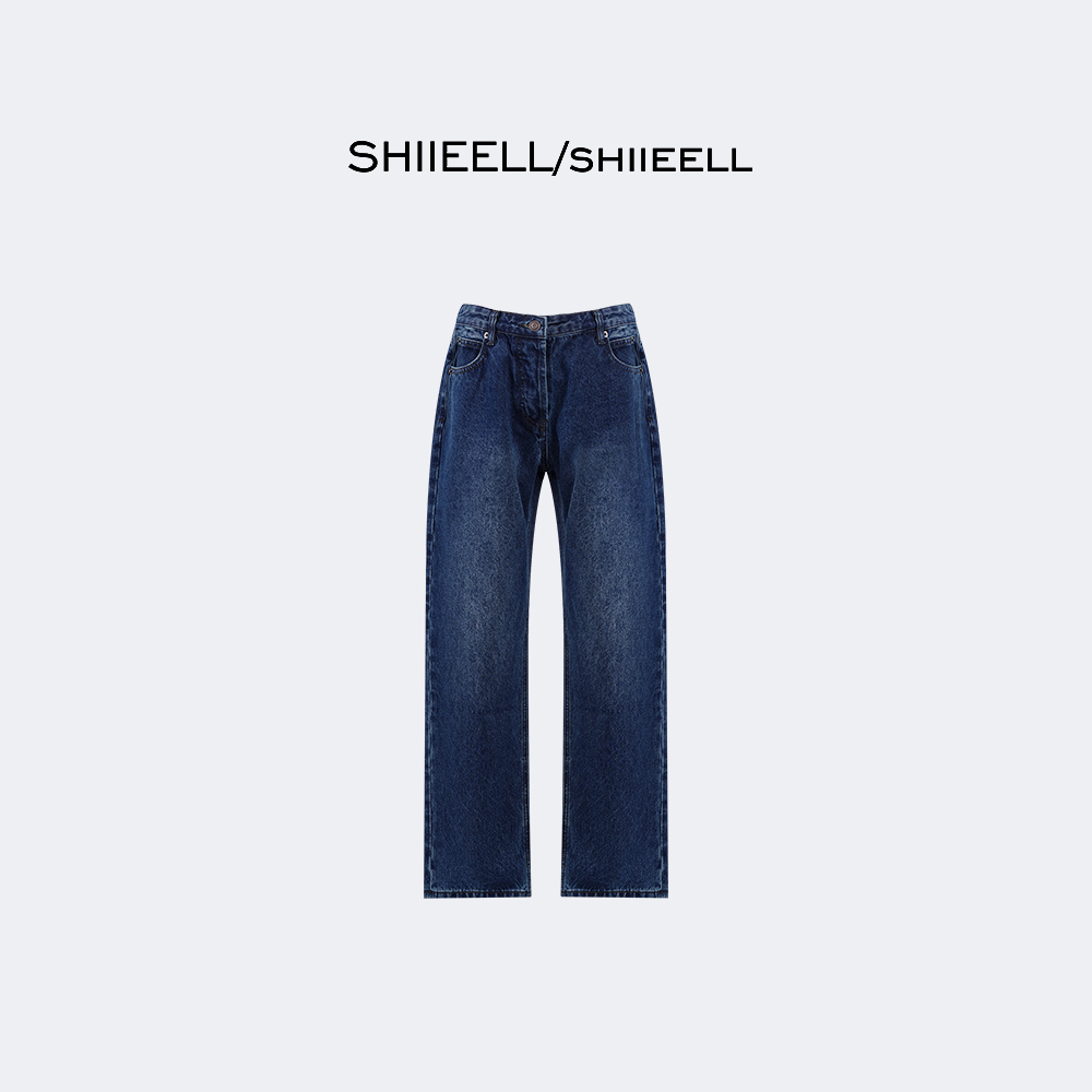 SHIIEELL经典修身直筒版型水洗蓝牛仔裤Z4045