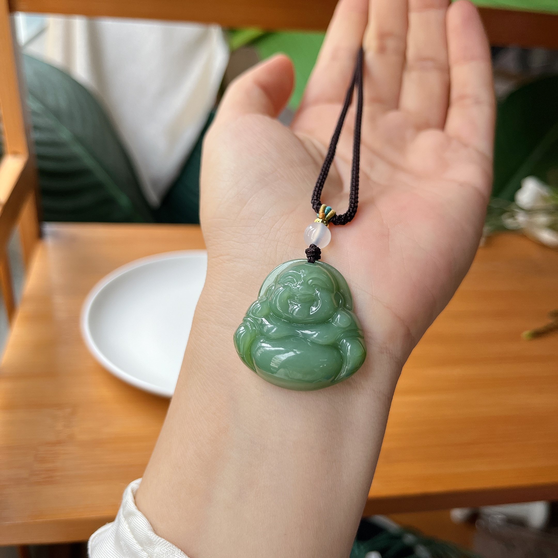 【郭老师】约30*8mm碧玉粉青佛公吊坠