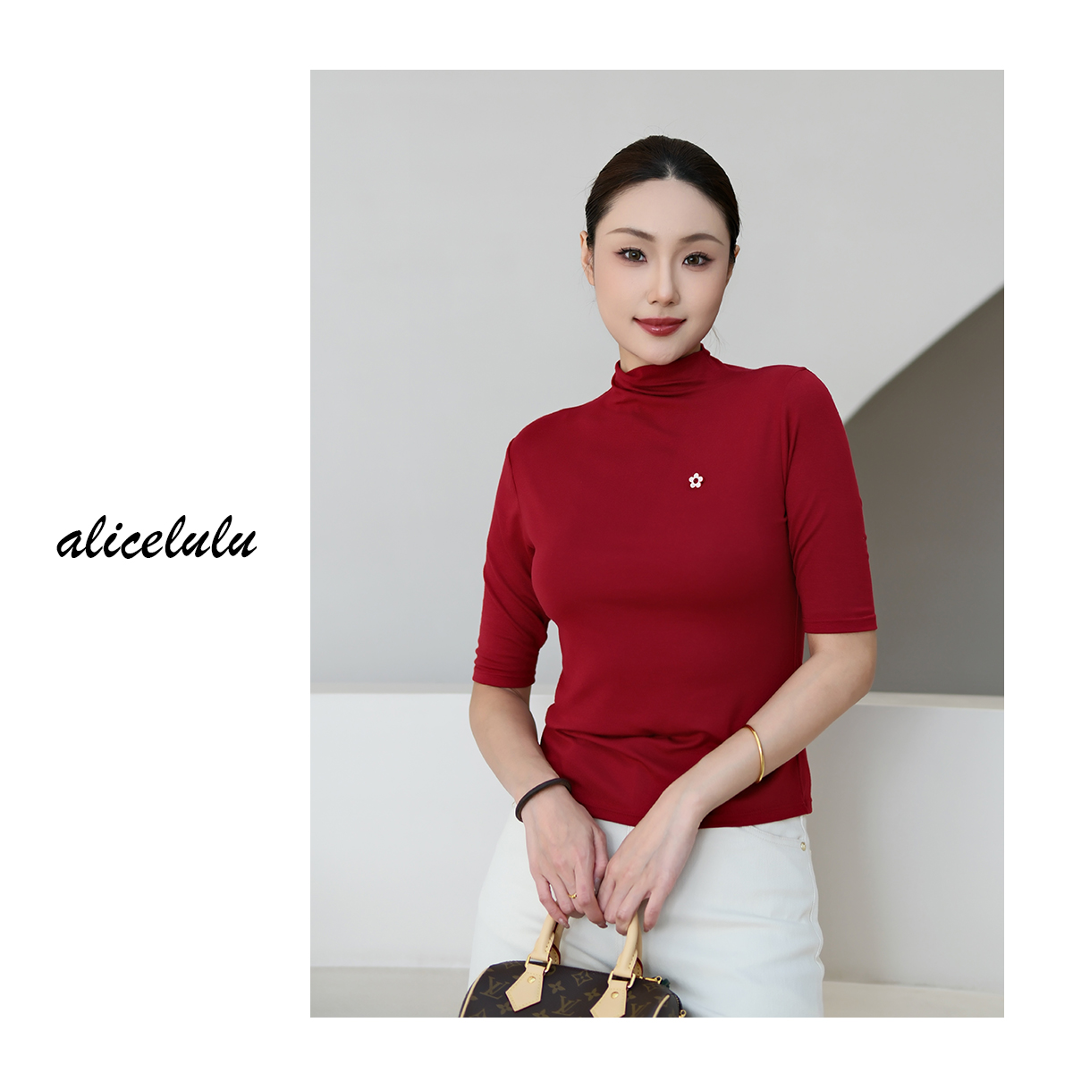 1 alicelulu糖果衣衬衫小花胸针 弹力显瘦 S2139059T