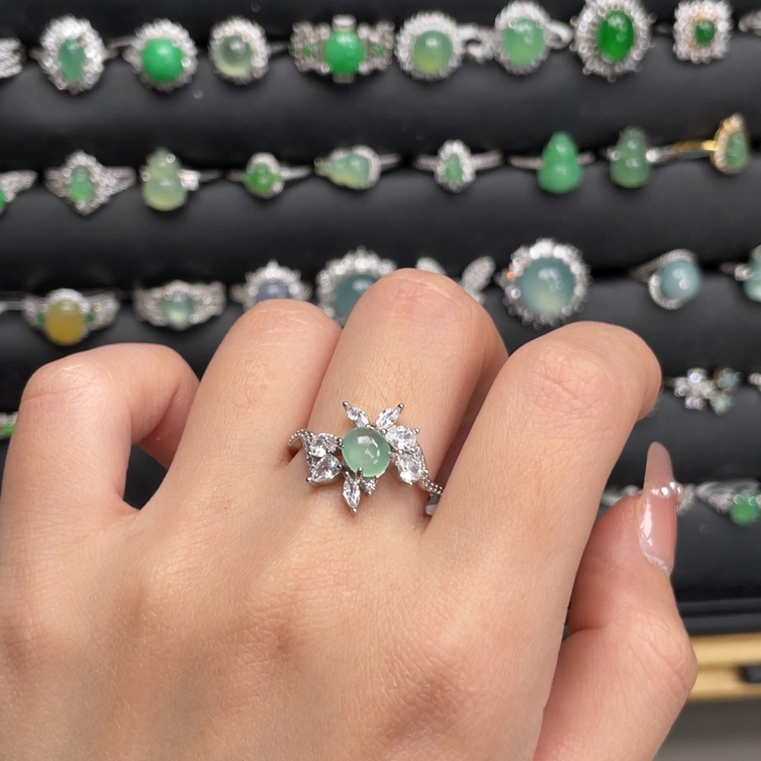 翡翠银S925镶嵌戒指