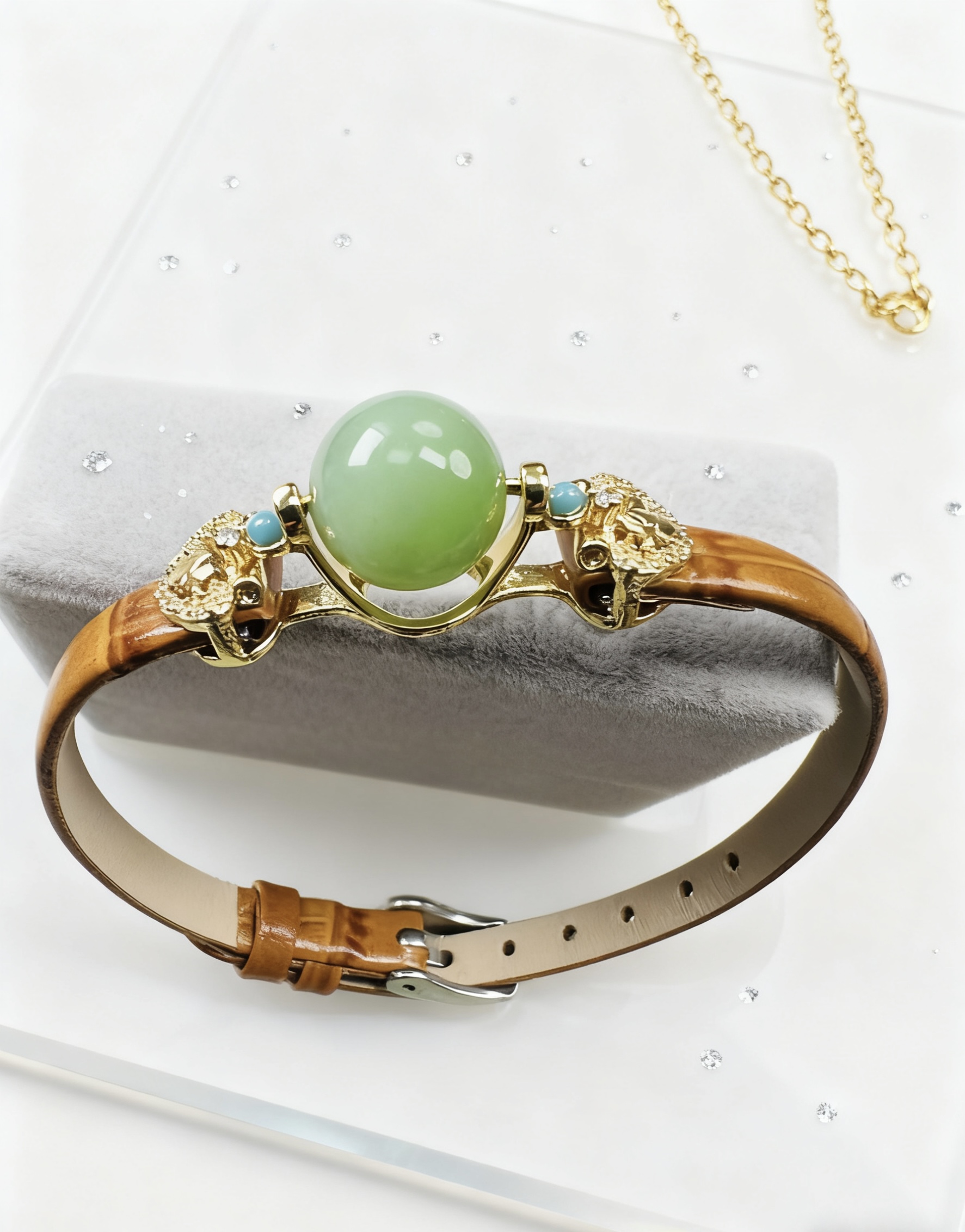 【一诺】·和田玉碧玉单珠表带，个性设计款。