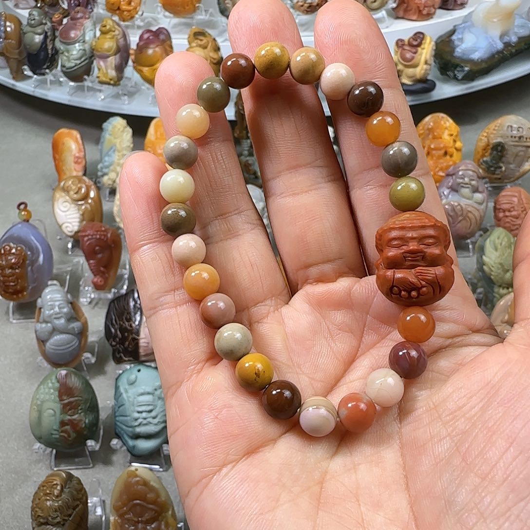 石英质玉手串未镶嵌天然阿拉善彩玉手串