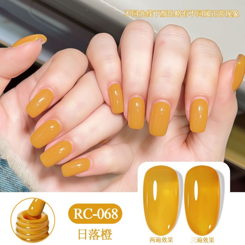 2025年网红新款日落黄色指甲油胶流行显白芝士黄光疗胶美甲店专用