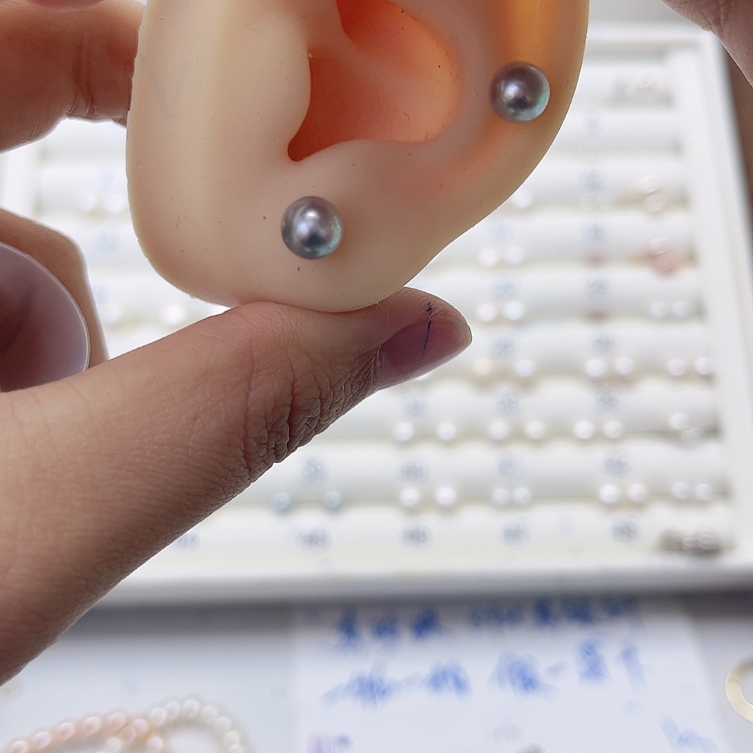 海水珍珠耳饰银S925镶嵌白*