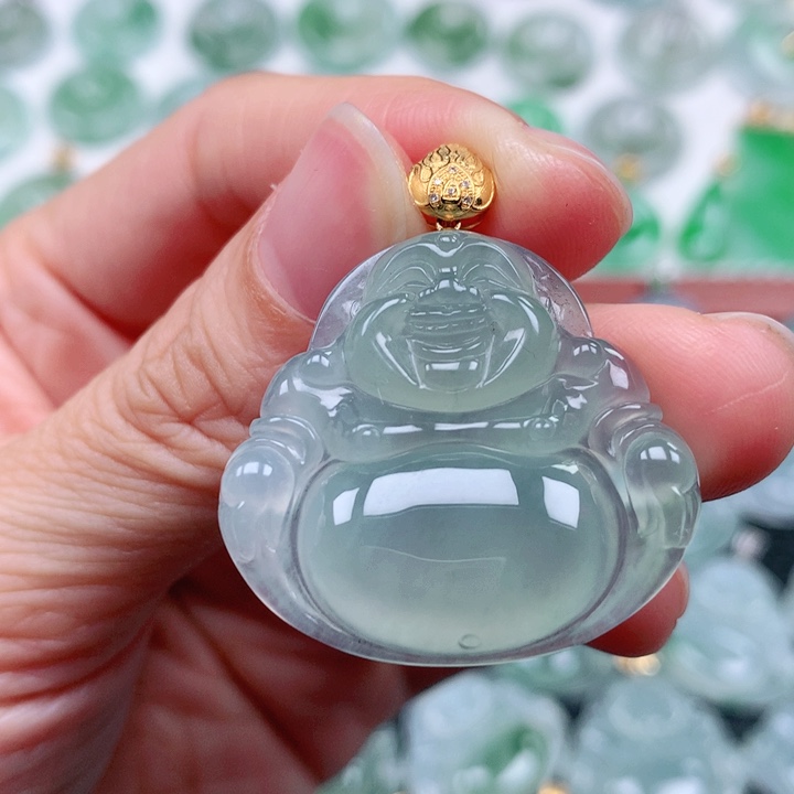 翡翠吊坠(不含链)18K金镶嵌