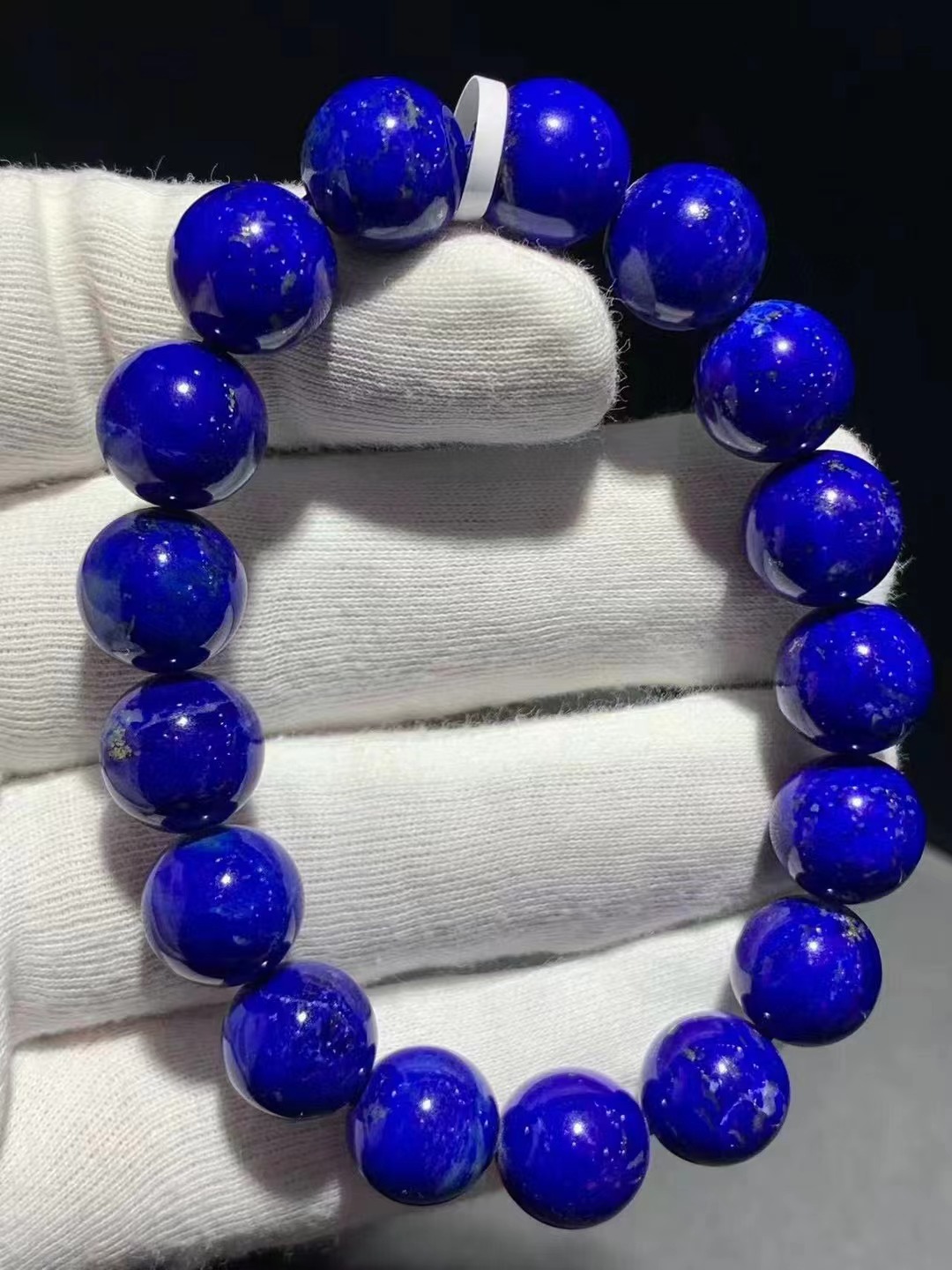 天然阿富汗青金石大颗粒手链男女款少金少白单圈时尚国风轻奢