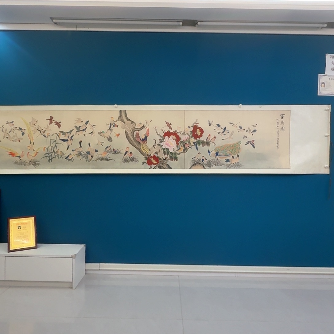 国画百鸟图卷3.3米工笔手绘画