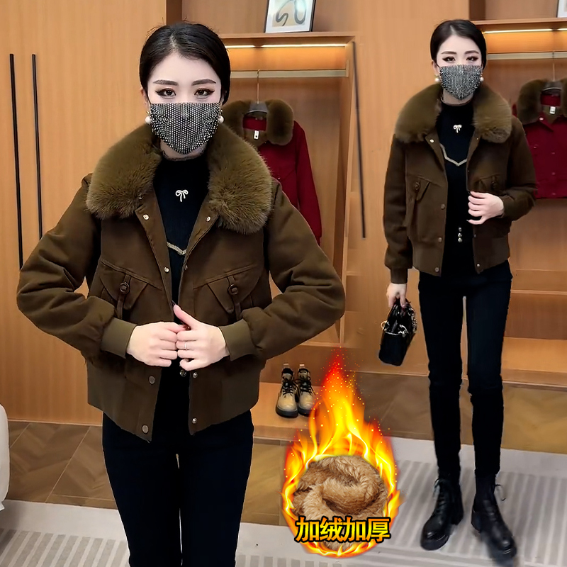 派克服外套女减龄短款2025秋冬季新款小个子加绒加厚保暖显瘦棉衣