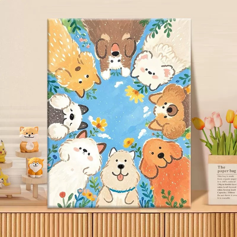 萌宠绘梦|数字油画diy真心遮盖六代颜料填色涂色手绘礼物油彩装饰