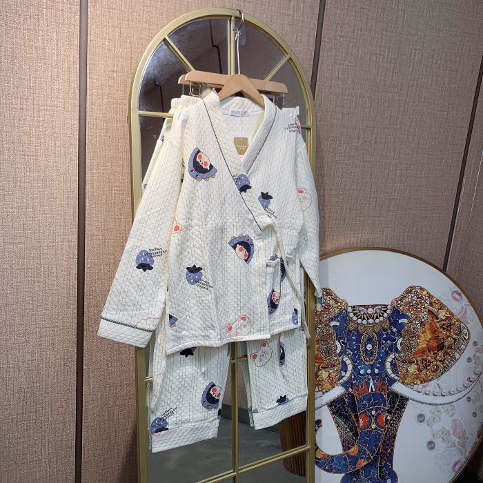 LE71孕妇杏色空气棉月子服套装M90-120L130XL140XXL150