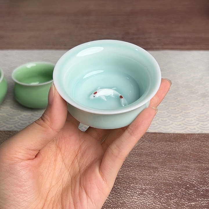 龙泉云间青瓷小米茶器