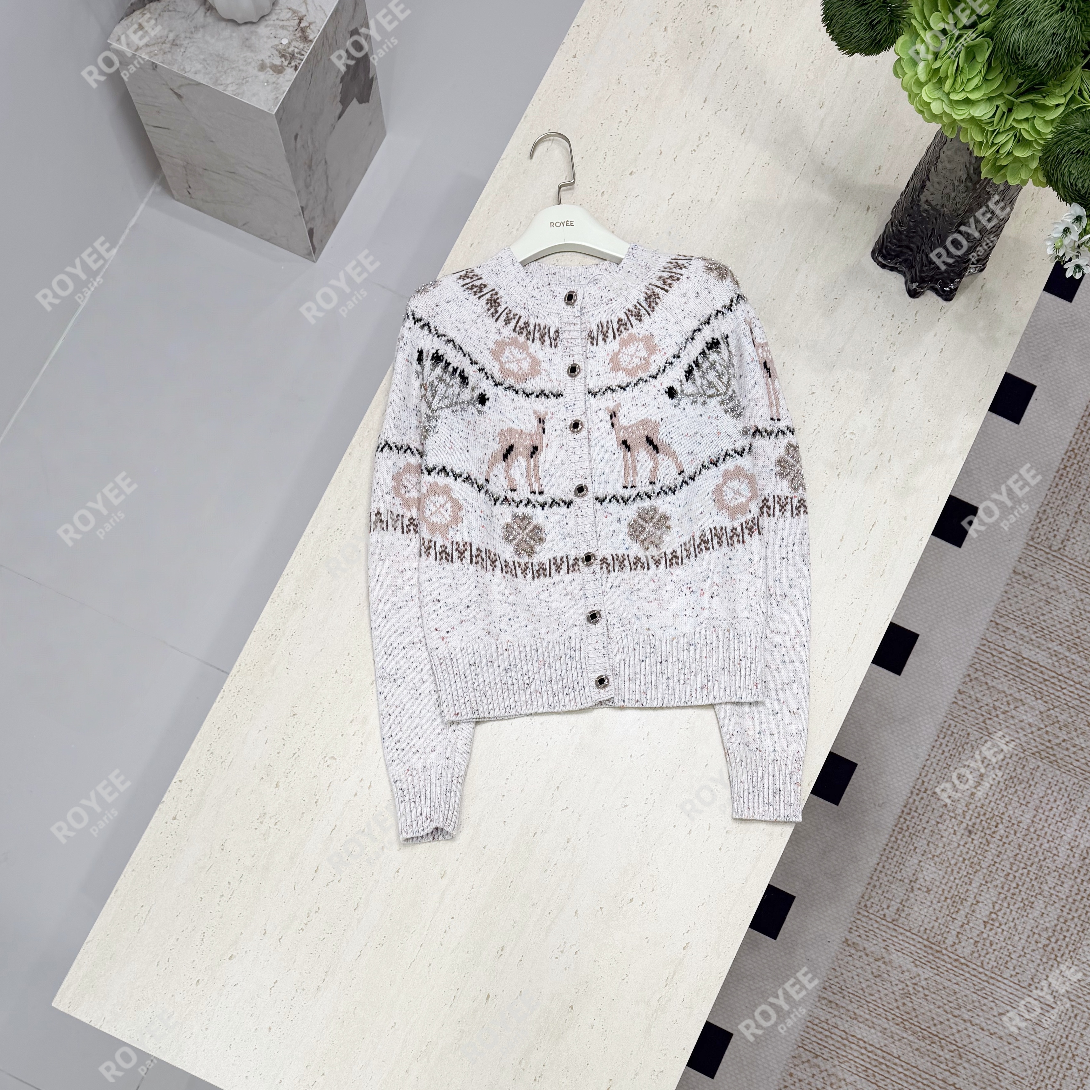 【圣诞麋鹿】甜美温柔费尔岛重工滑雪系列针织开衫上衣女RY1822