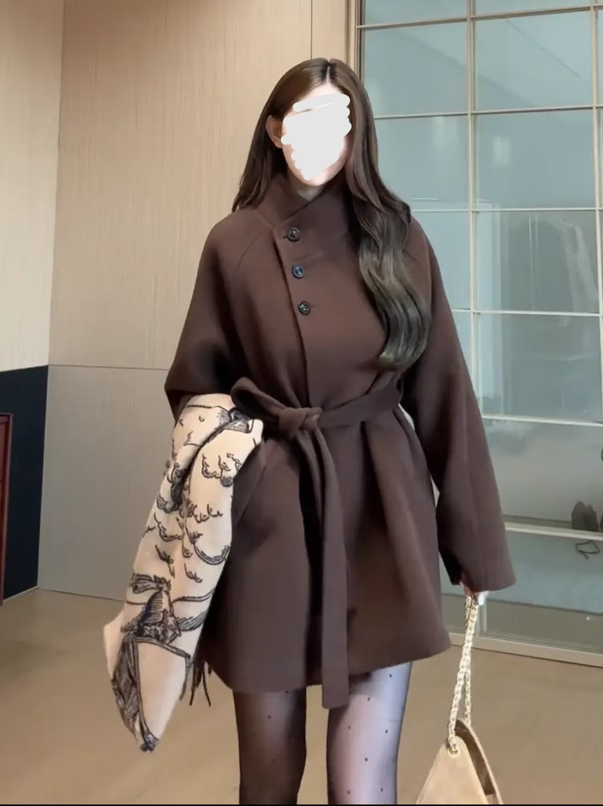 小卓 胖mm韩系巨好看立领毛呢外套秋冬新款高级感呢子大衣82967