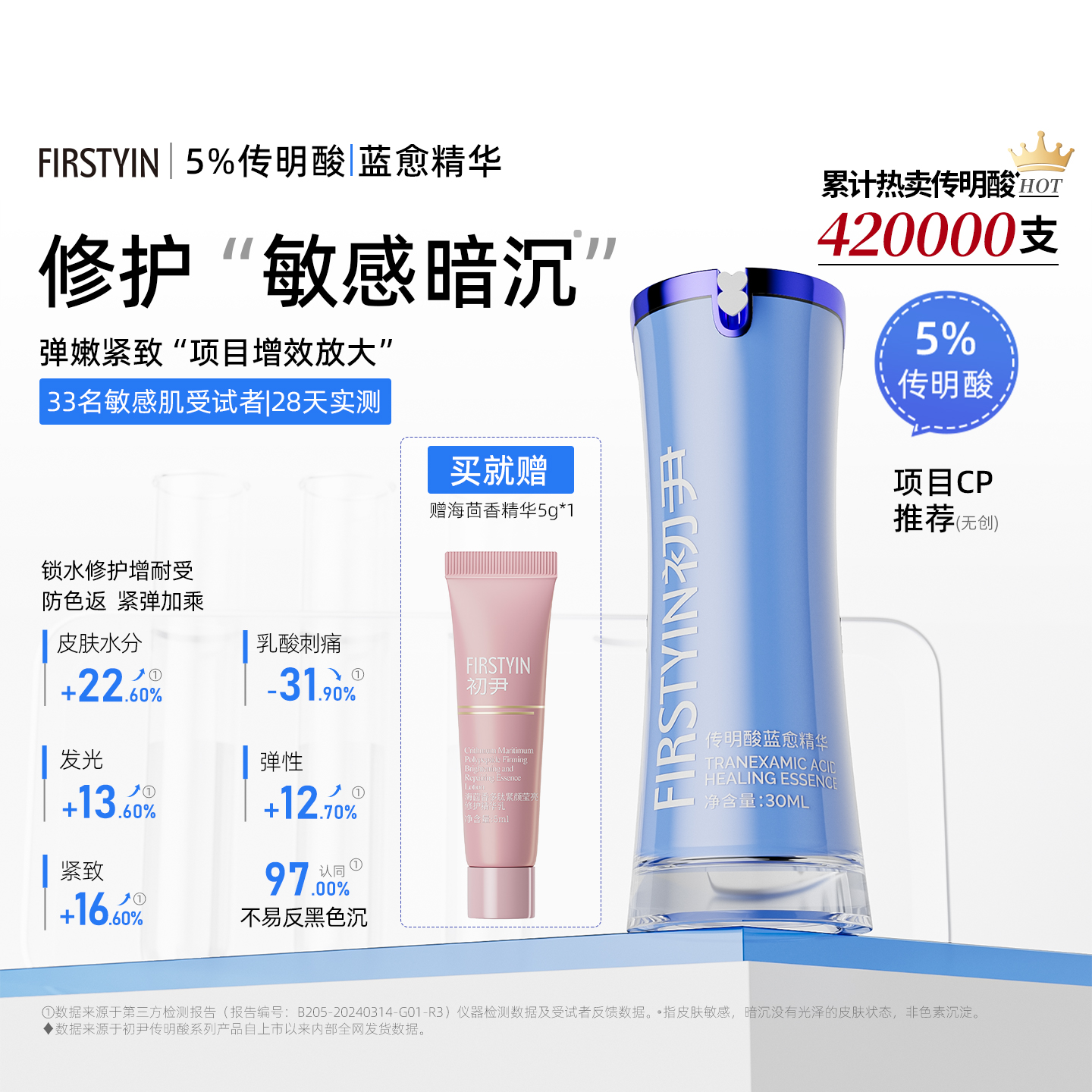 初尹传明酸蓝愈精华15/30ml修护敏感暗沉增效CP弹嫩紧致