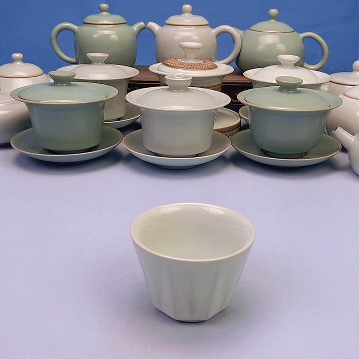 杯月白棱形杯原矿原釉原产地