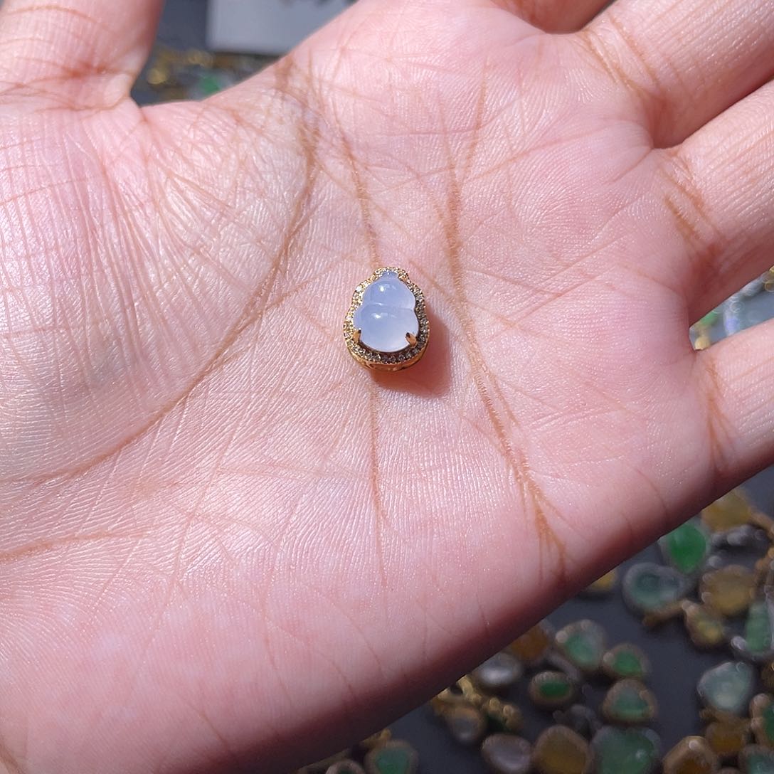 吊坠(不含链)18K金镶嵌翡翠K*