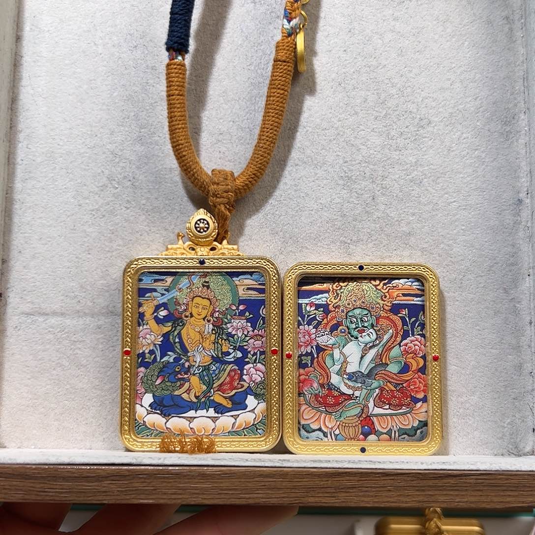 澳***）吊坠双面定制 绿c 文殊