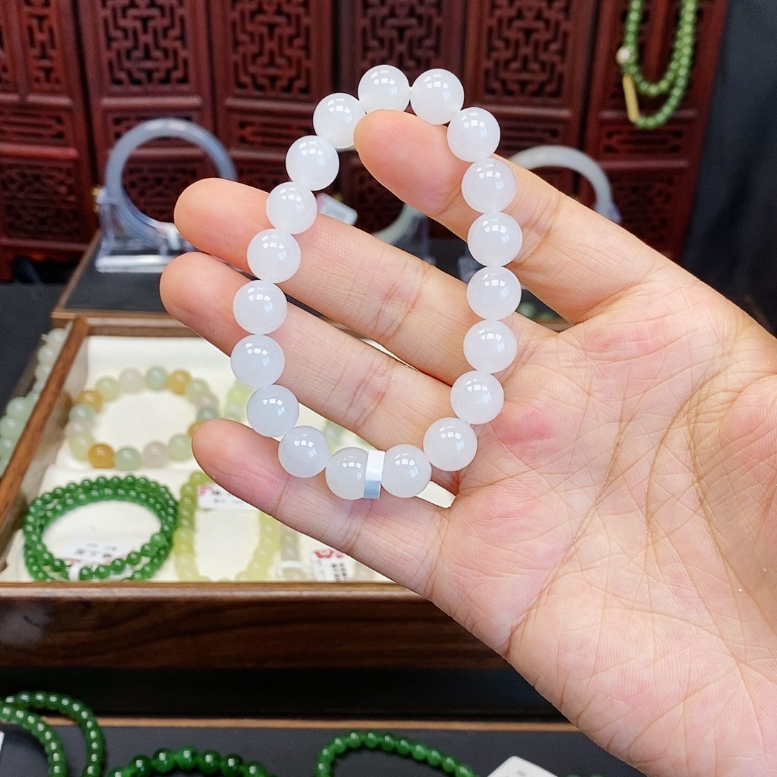 和田玉手串未镶嵌白玉10