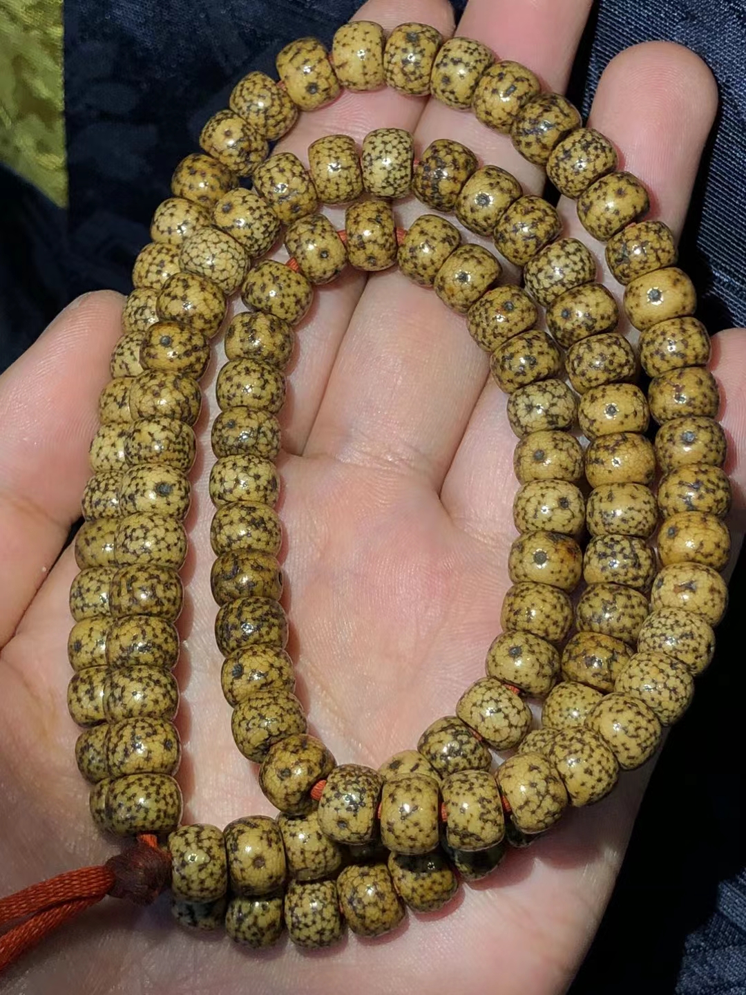 纯手盘星月菩提108满开片收缩扎西德勒