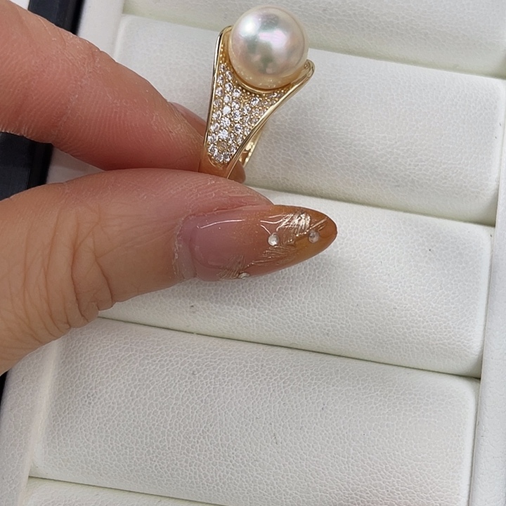 银S925镶嵌戒指海水珍珠