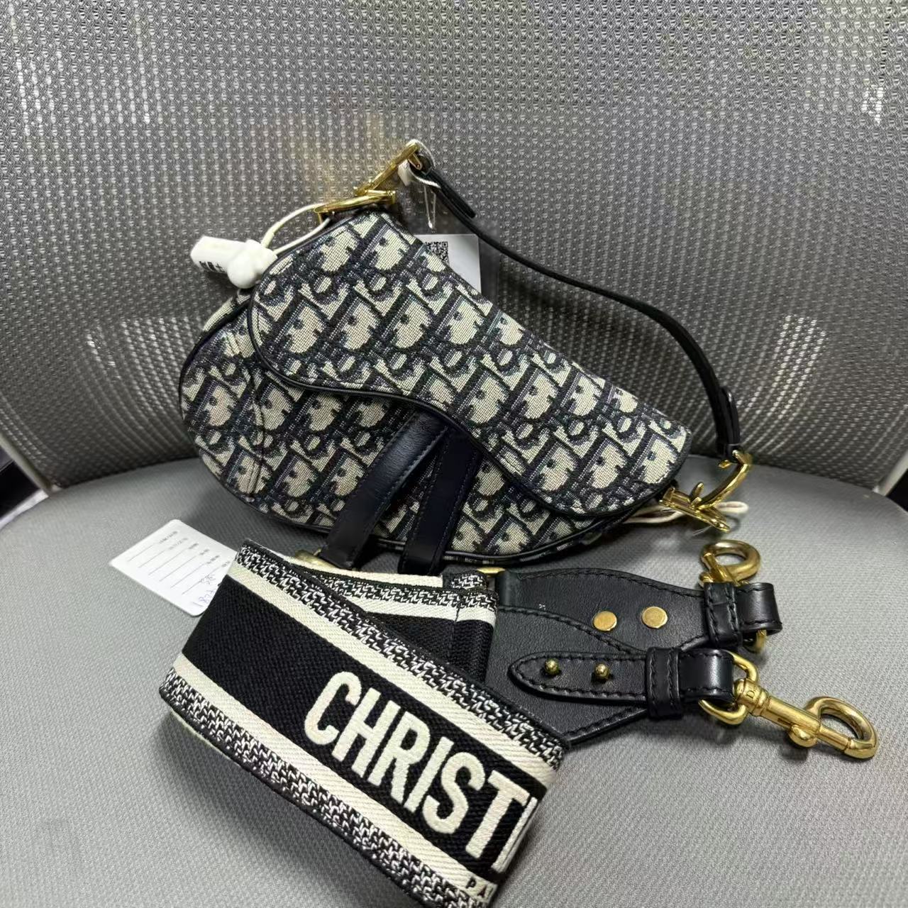 95新 DIOR/迪奥 【安则专属】蓝老花小号马鞍包