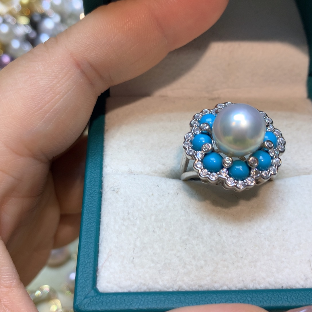 海水珍珠戒指银S925镶嵌