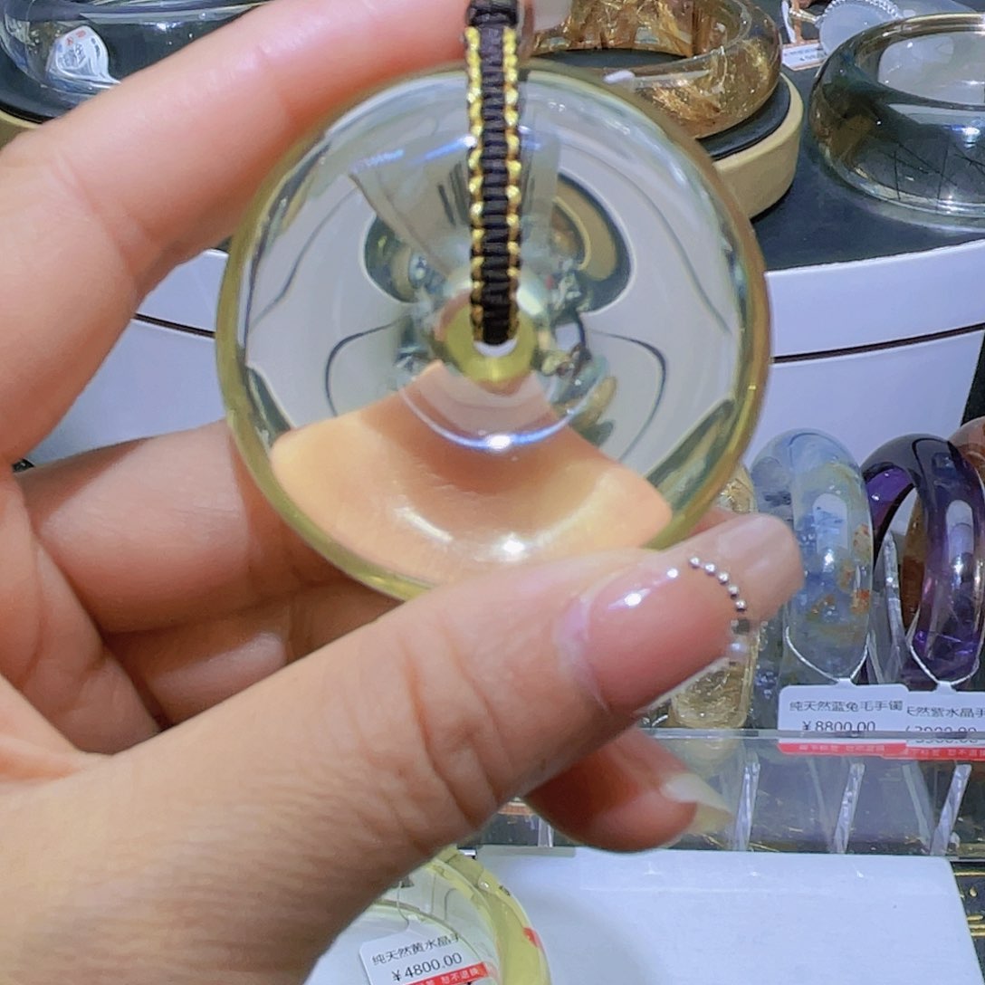 水晶颈饰未镶嵌天然黄水晶净体平安扣