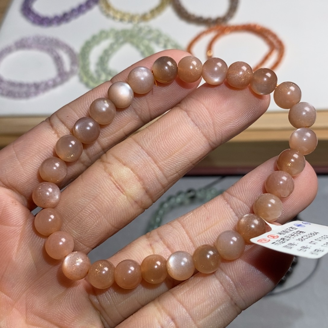 未镶嵌手链水晶橙月光7mm