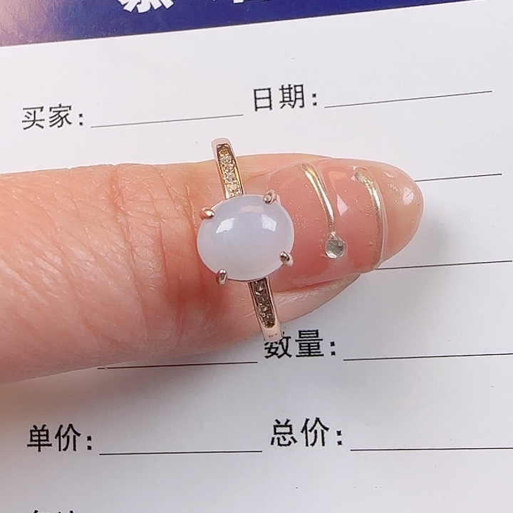 翡翠戒指银S925镶嵌缅甸a货戒指s925银镶