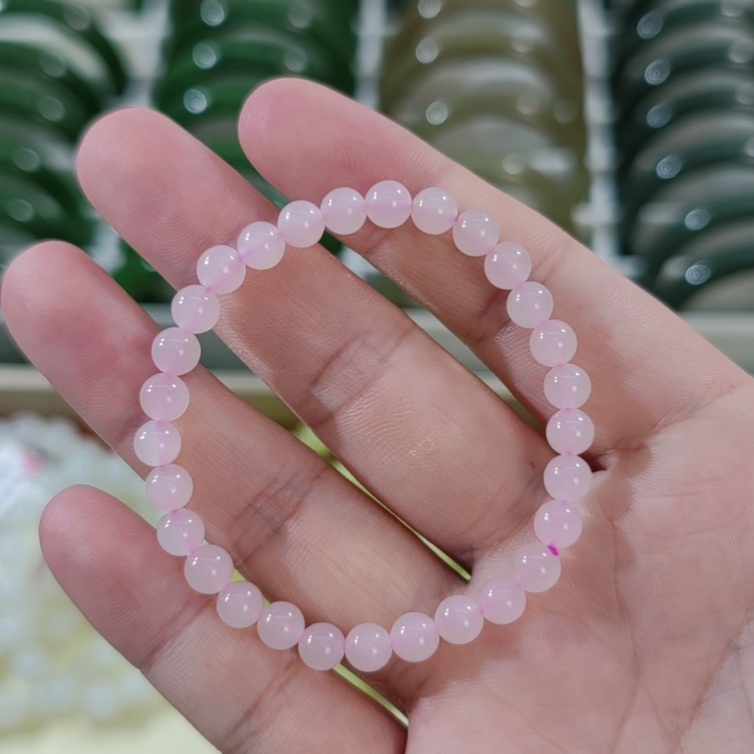 和田玉未镶嵌手串卡6高冰藕粉和田玉手串×1