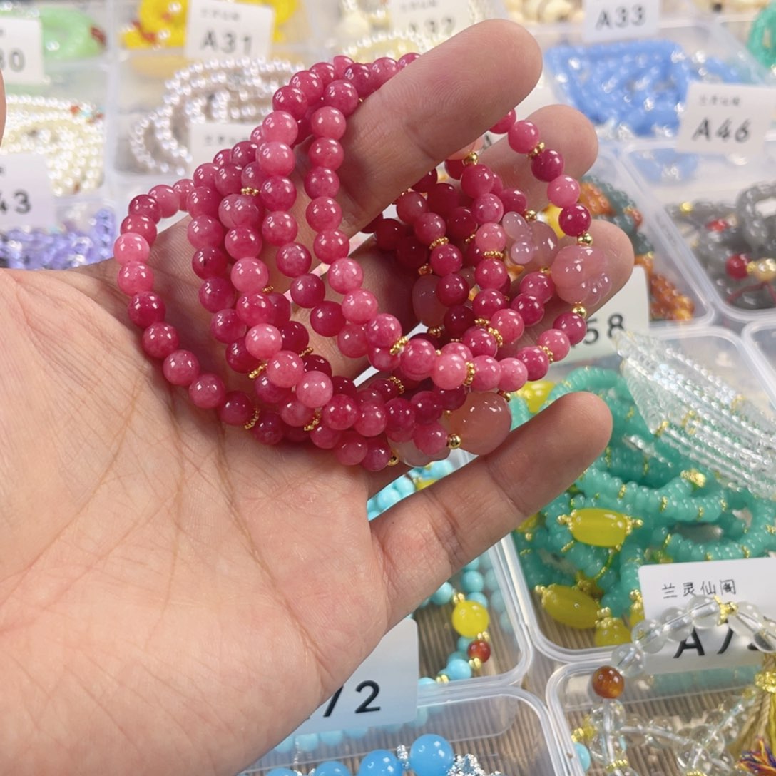 檀香紫檀（小叶紫檀）手串银S925镀金镶嵌