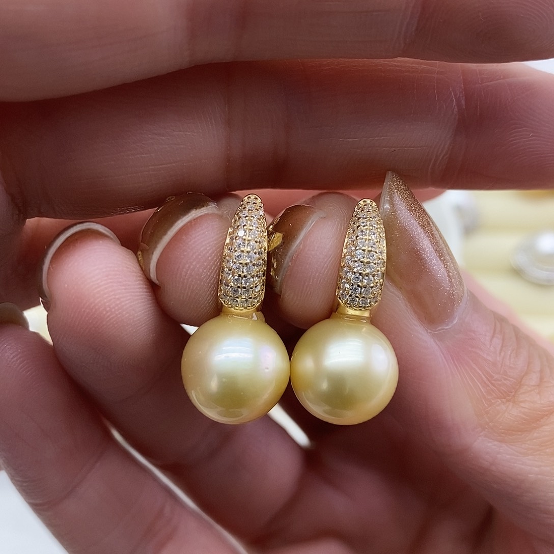 银S925镶嵌耳饰海水珍珠