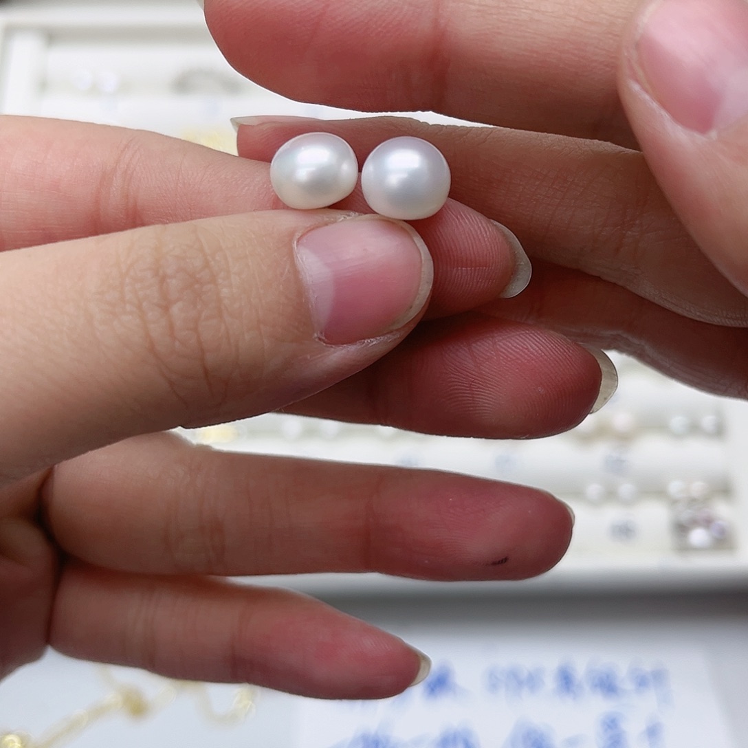 淡水珍珠耳饰银S925镶嵌小*蝶