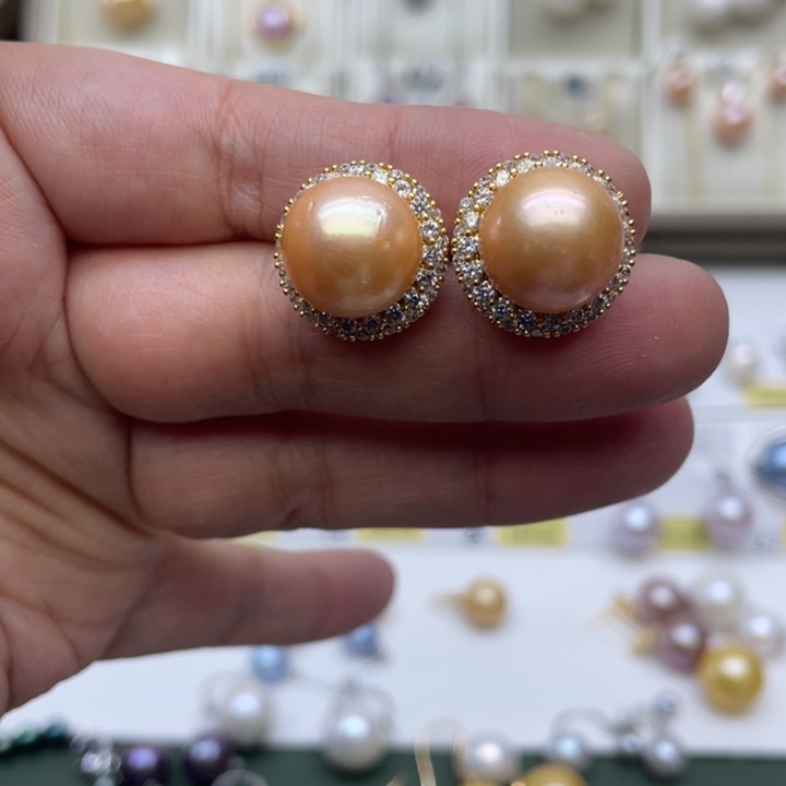 淡水珍珠耳饰银S925镶嵌