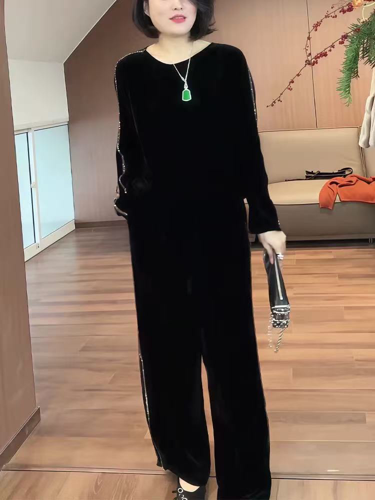三姐家休闲运动阔腿裤女秋时尚洋气减龄款
