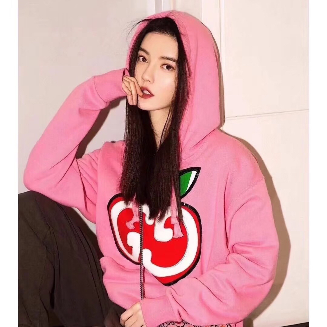99新 GUCCI/古驰 双G苹果亮片logo卫衣/xs/胸围51/衣长59K51809