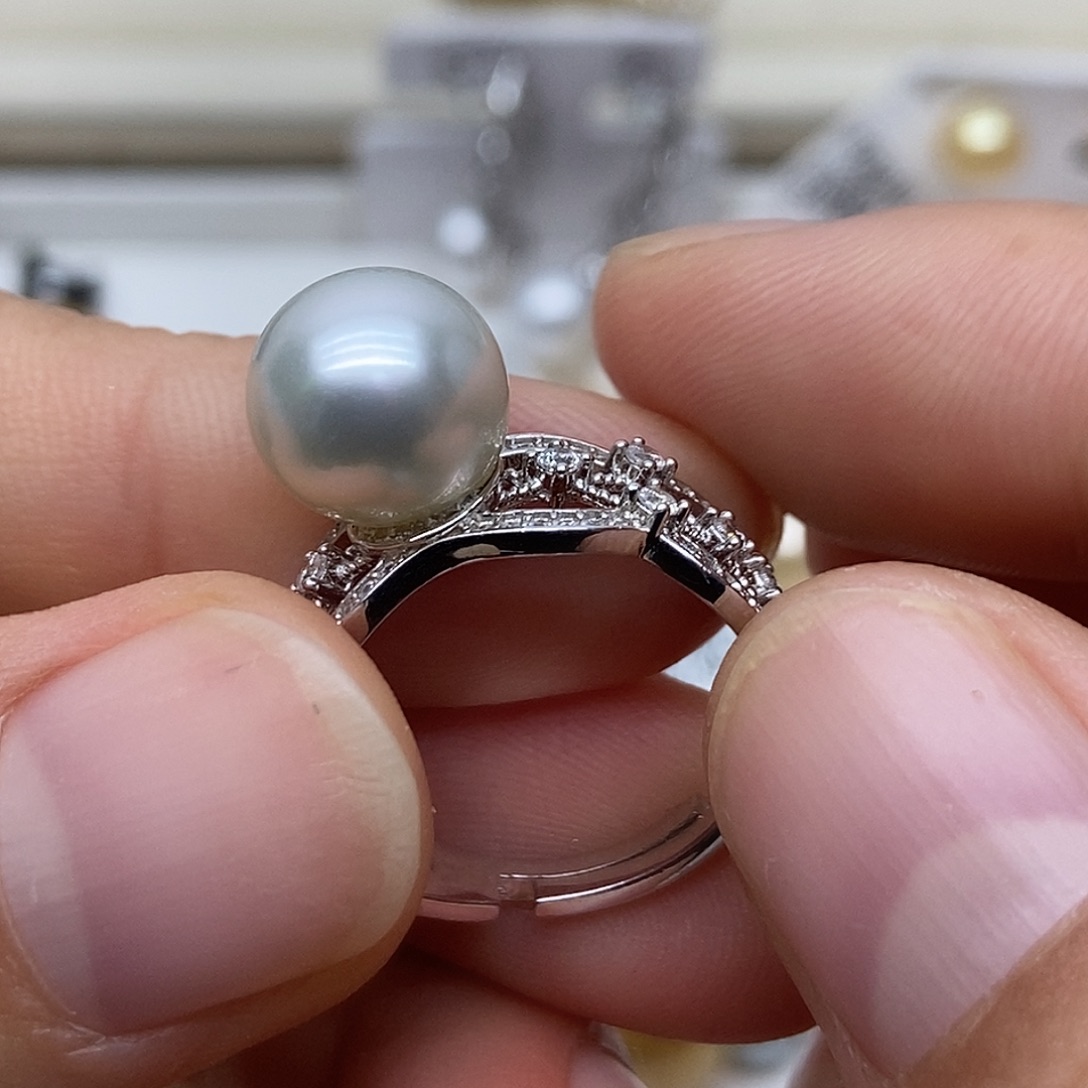 戒指海水珍珠银S925镶嵌