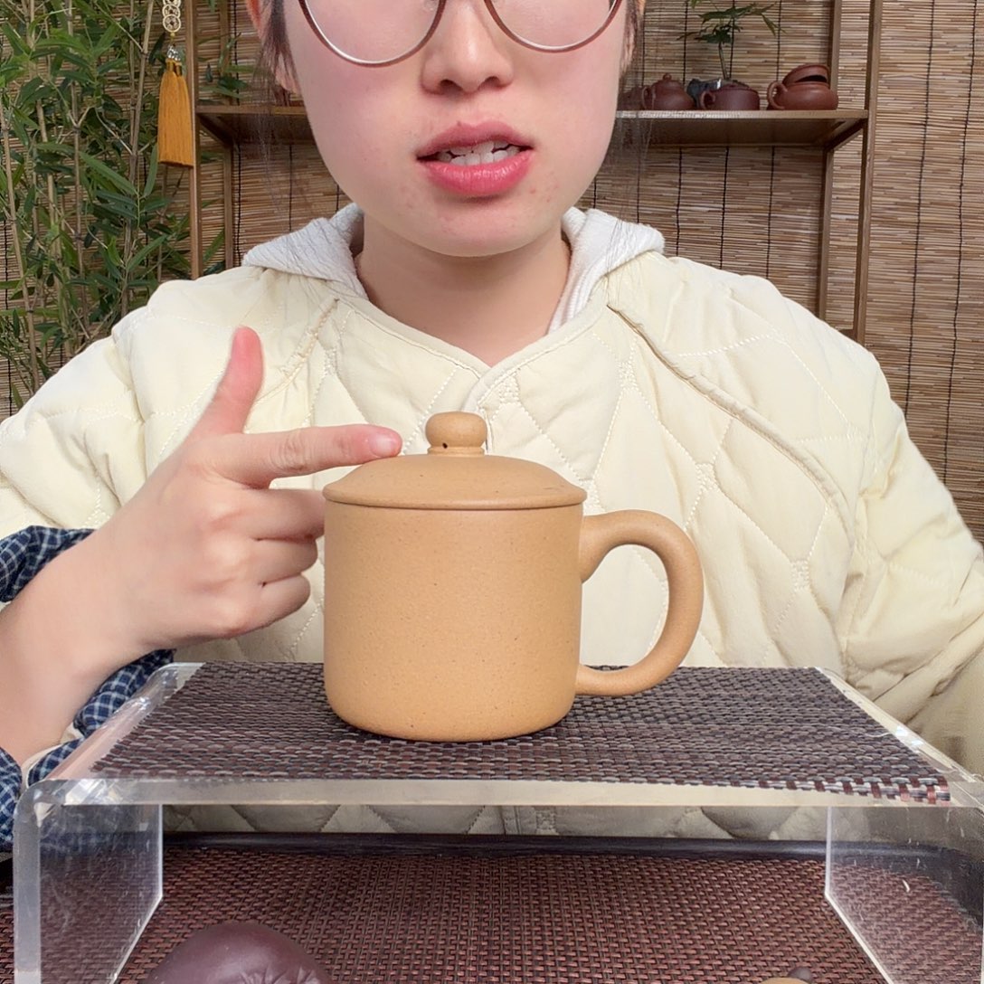 紫砂茶壶原矿黄金段小墩墩办公杯没礼盒微宽400CC左右