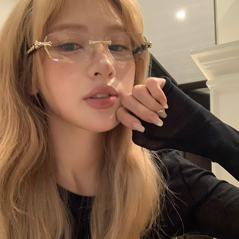 hucares 「天菜无边框」du家定制浅金色 巨显脸小设计感防蓝光眼镜