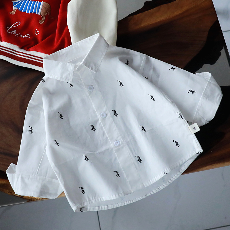 儿童衬衫宝宝纯棉衬衣男童上衣春秋外套韩版小童打底1971