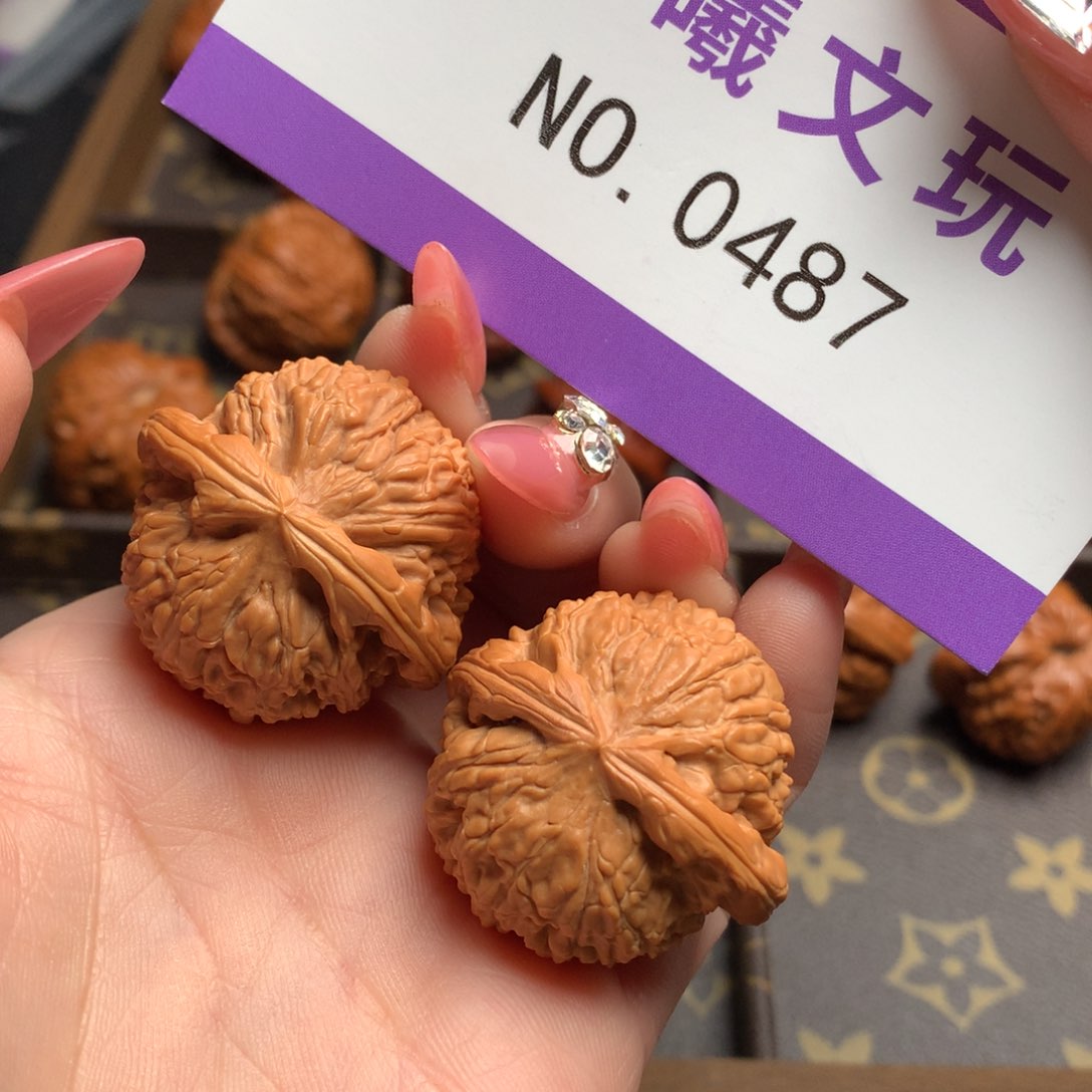 文玩核桃把件35球白