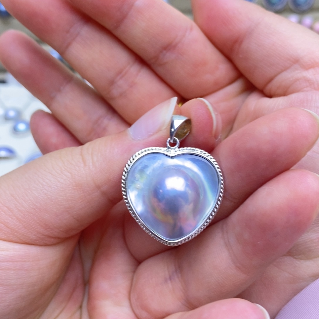 银S925镶嵌拼合珍珠（马贝珠）颈饰