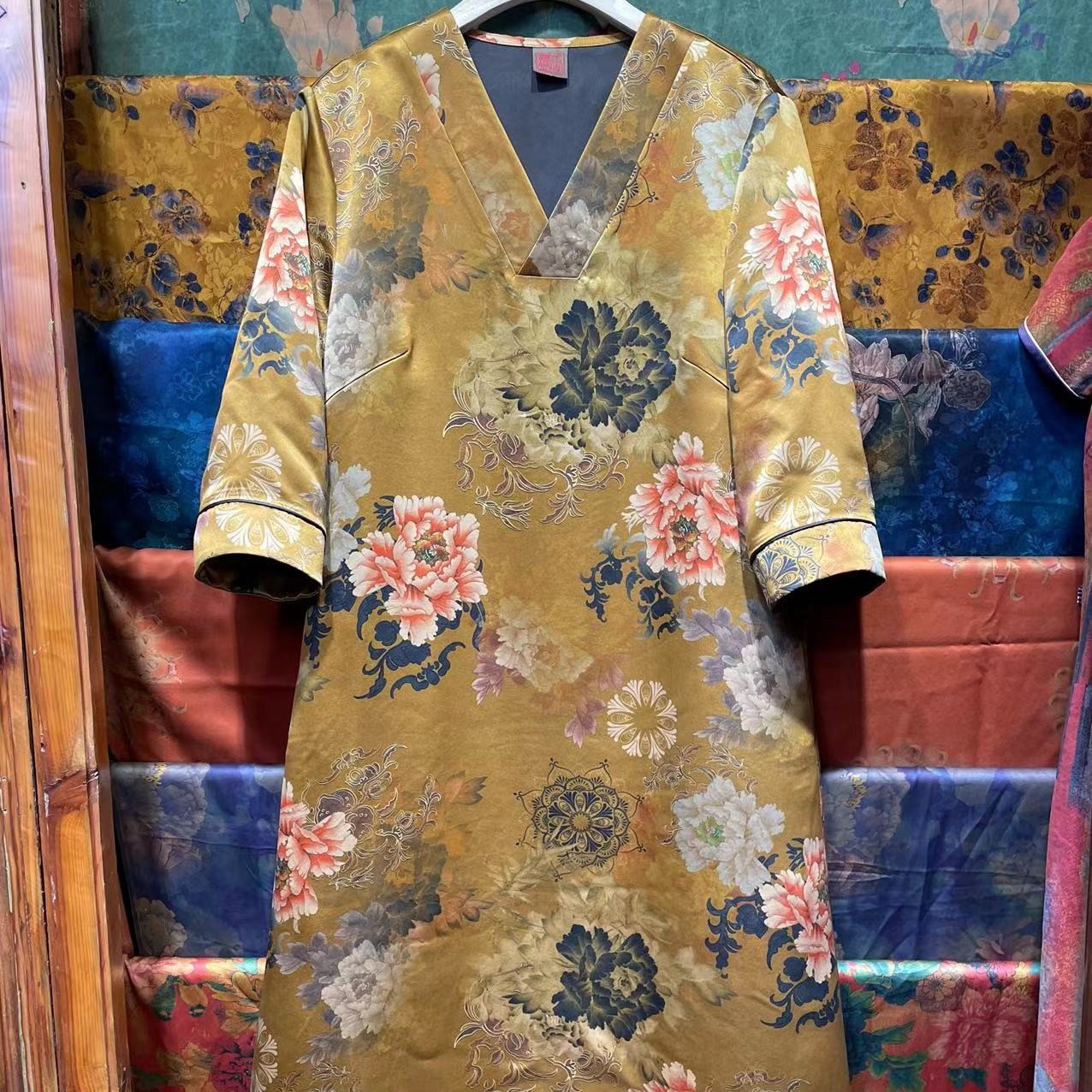 【直播间1099-2099】新中式时尚孤品高端香云纱连衣裙