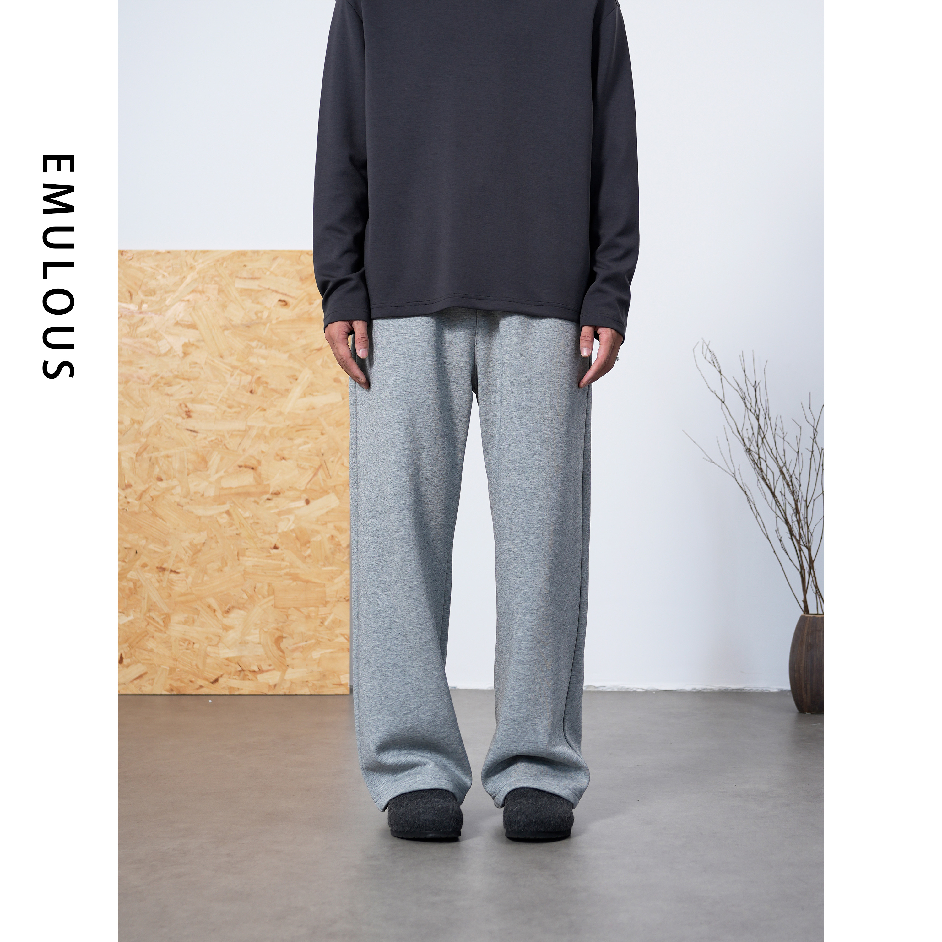 花灰色对贴卫裤 秋冬长裤