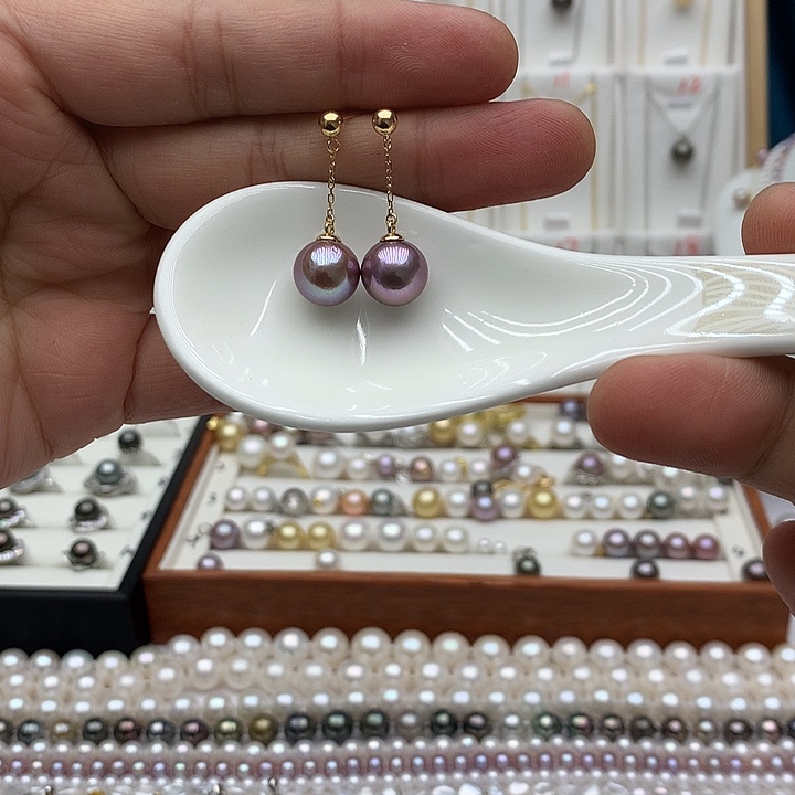 银S925镶嵌耳饰淡水珍珠